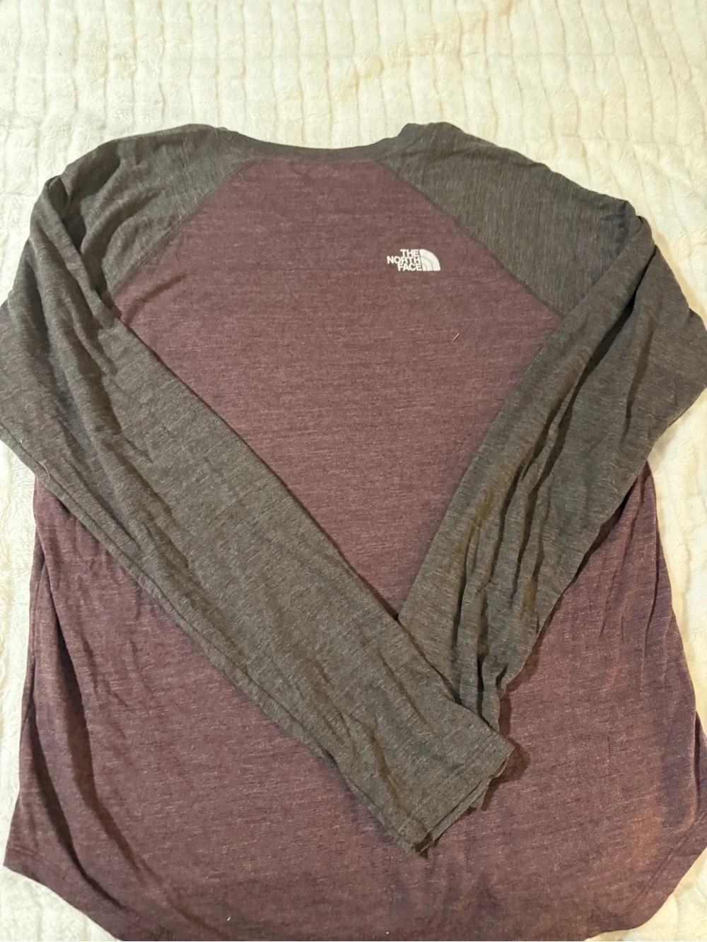 The North Face Men's Long Sleeve Shirt in Maroon and Charcoal-L